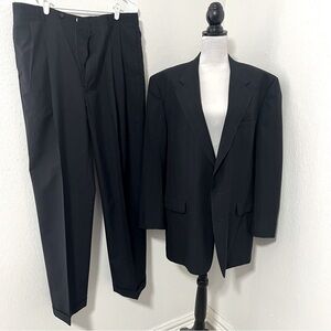 Club Room Men’s 100% Pure Wool Suit Navy with Pinstripes Pants Sz L40 Business